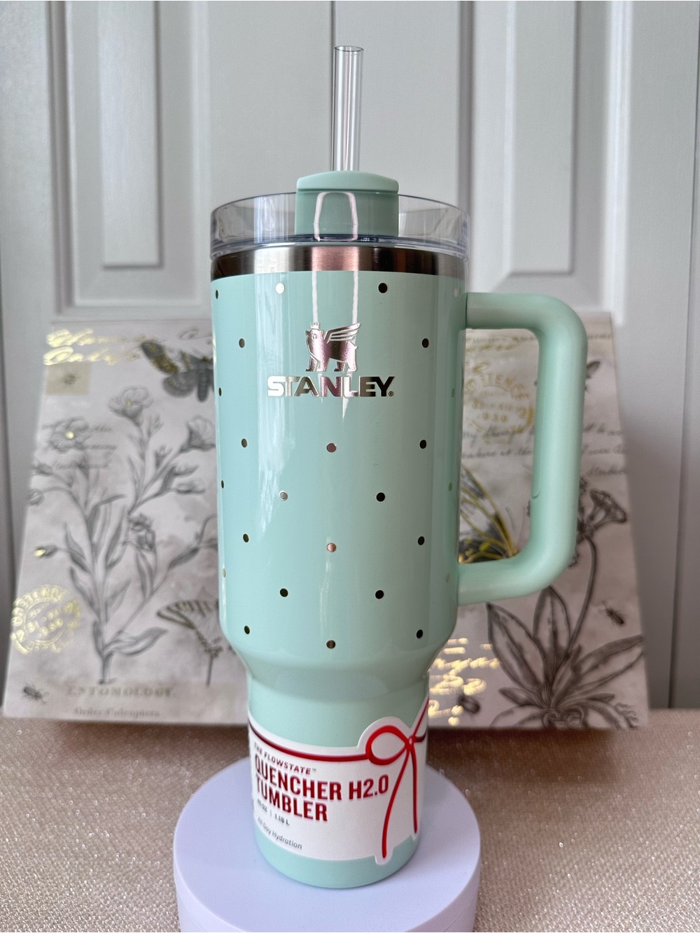 Stanley Peppermint Polka Dot Mint H20 Flowstate Quencher Tumbler 40 Oz